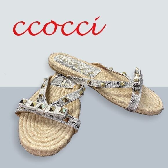 CCOCCI Delight Espadrille Stud Snake Sandals 8.5 - Picture 1 of 5